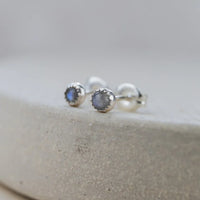 Silver Mini Gemstone Stud Earrings