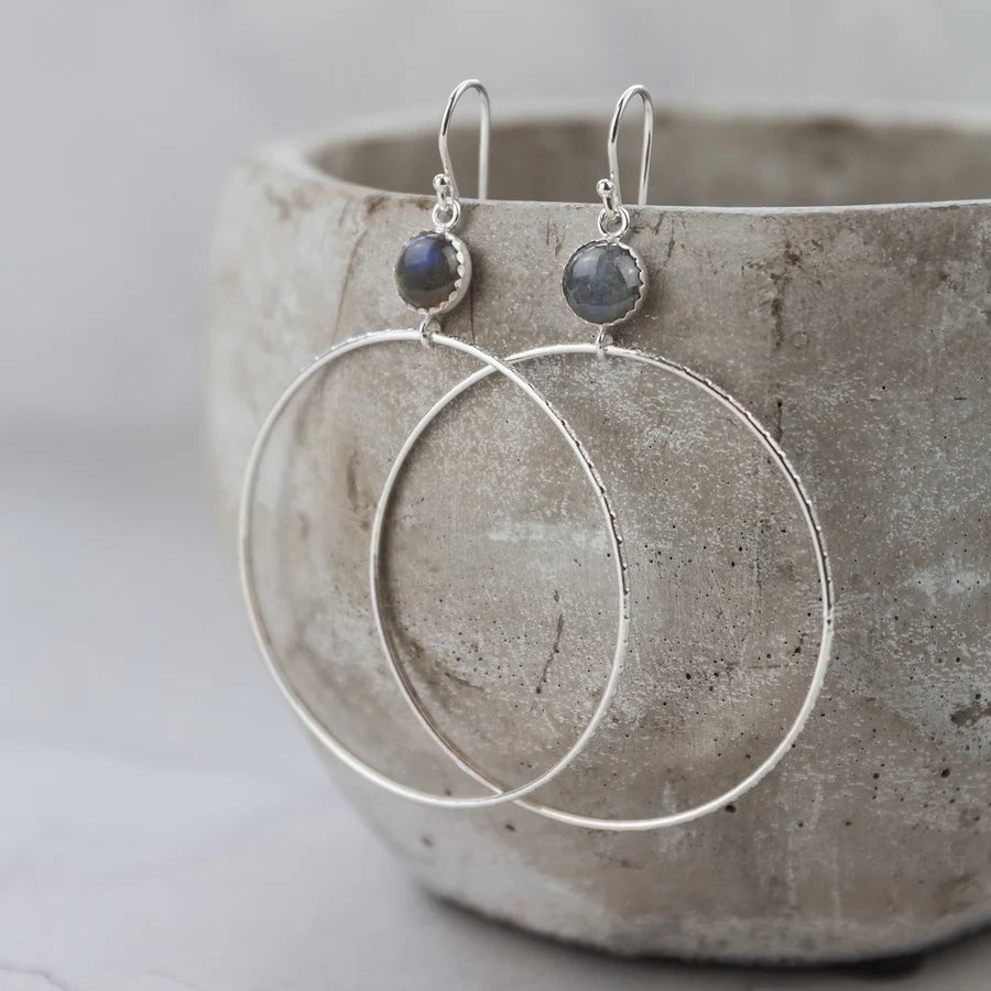 Silver Gemstone Dot Earrings