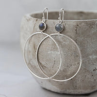 Silver Gemstone Dot Earrings