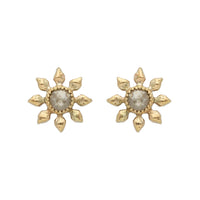 Grey Diamond Flower Earrings