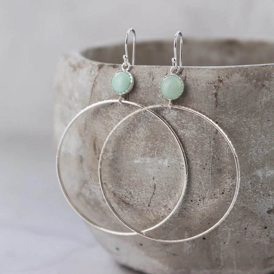 Silver Gemstone Dot Earrings