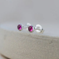 Silver Mini Gemstone Stud Earrings