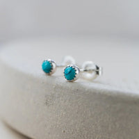 Silver Mini Gemstone Stud Earrings