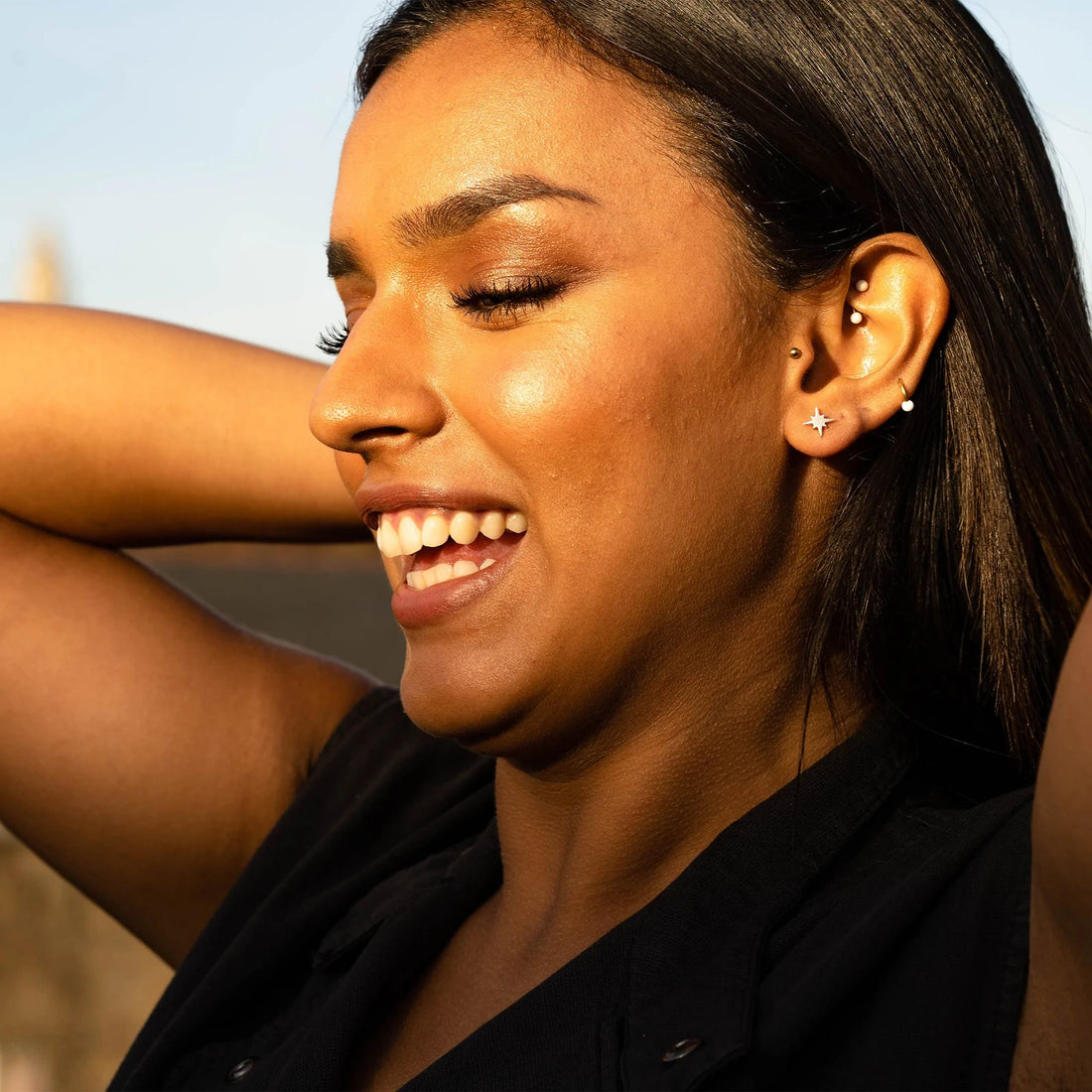 BRUSHED SILVER NORTH STAR STUD Earrings