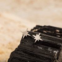 BRUSHED SILVER NORTH STAR STUD Earrings