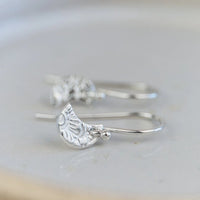 Silver Mini Textured Moon Earrings