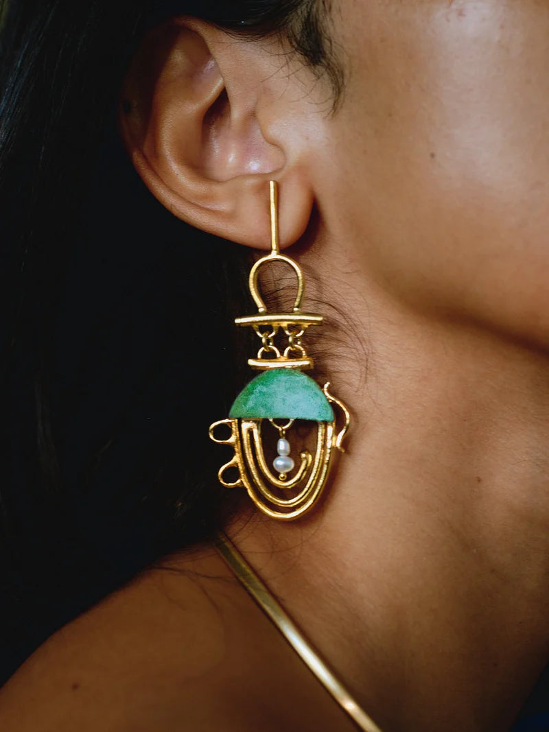 The Gia Vase Green Earrings