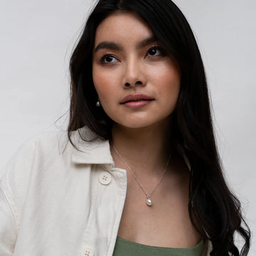 Timeless 10mm White Oval Freshwater Pearl Pendant Necklace