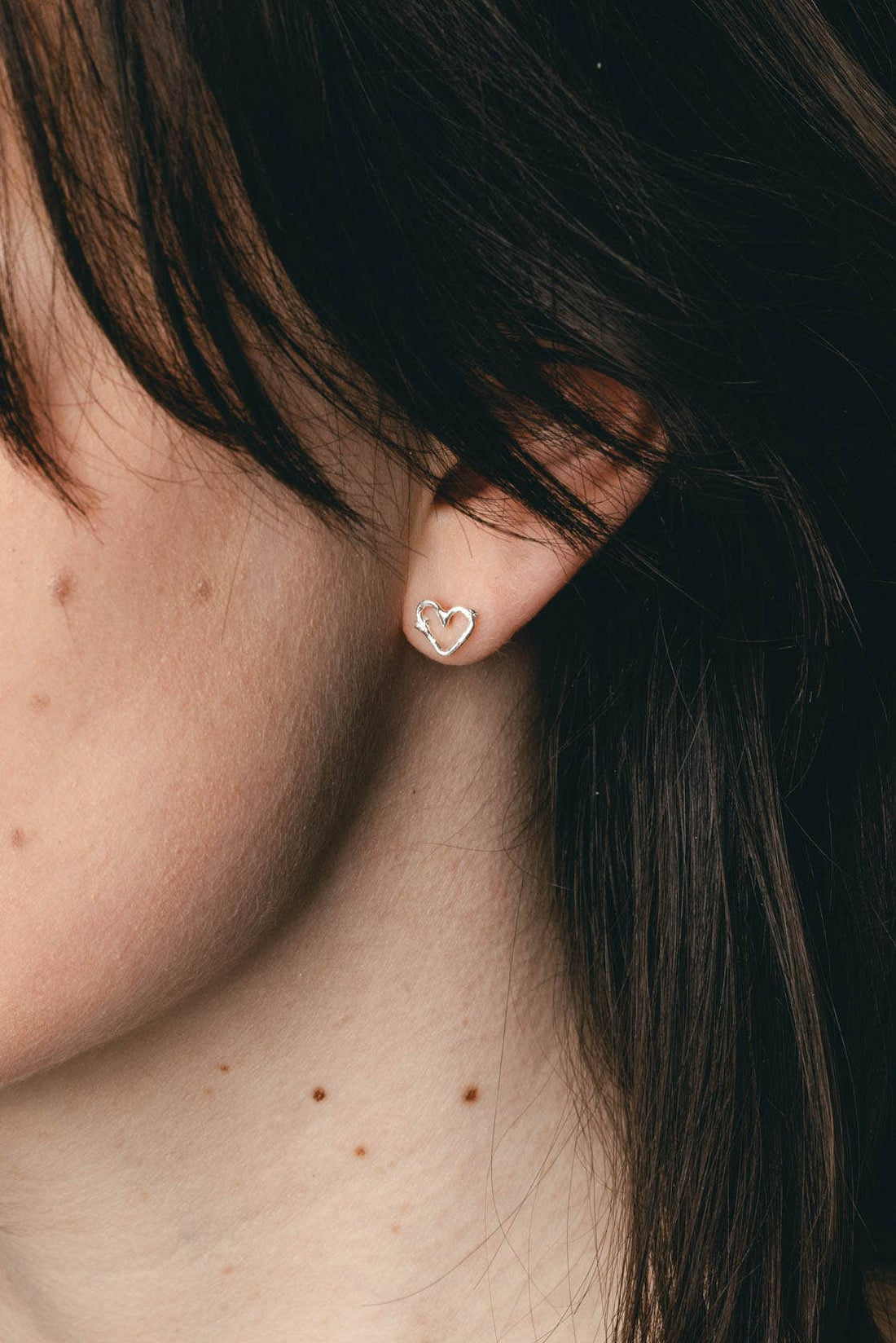 Mini Heart Twig Stud Earrings