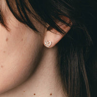 Mini Heart Twig Stud Earrings