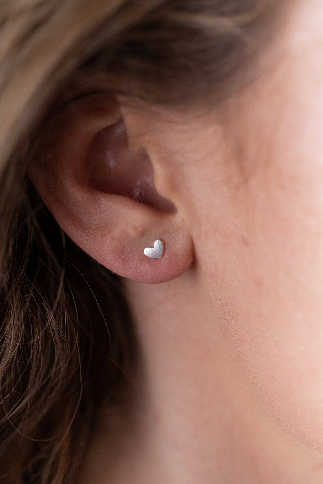 Silver Heart Studs