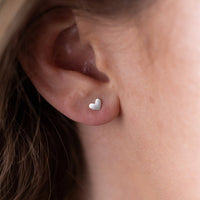 Silver Heart Studs