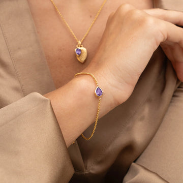 Gold Vermeil Amethyst Pear Chain Bracelet