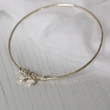 Silver Nugget Charm Bangle