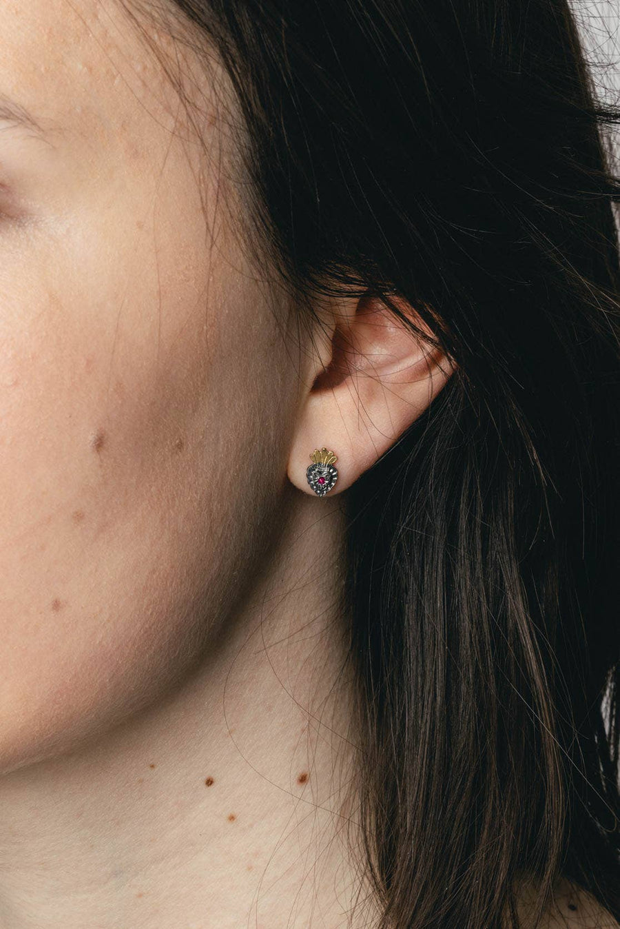 Mini Mexican Heart Stud Earrings