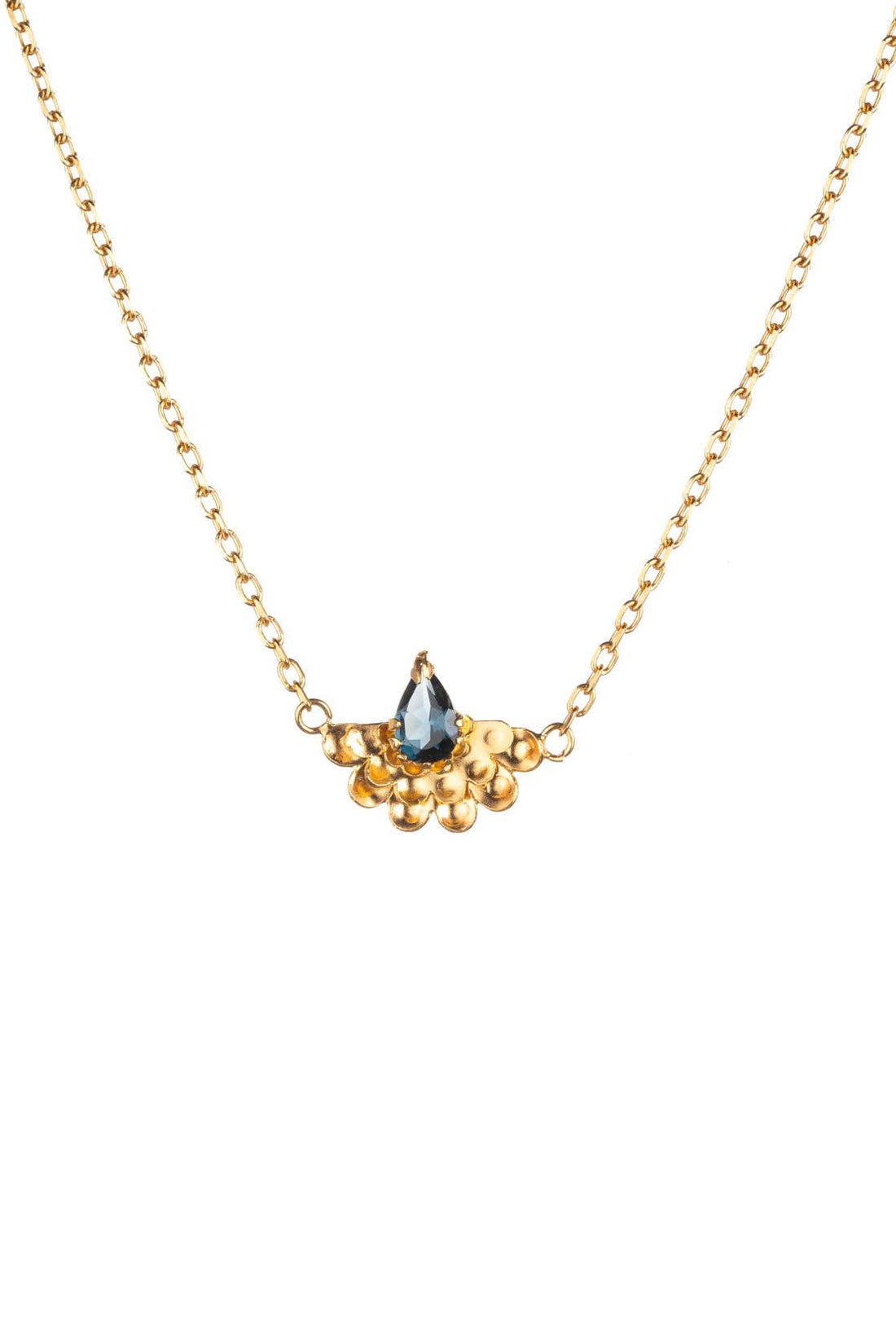 Gold Vermeil and London Blue Topaz Fan Flower Necklace