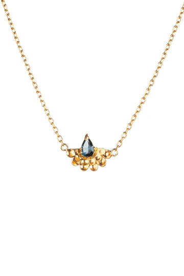 Gold Vermeil and London Blue Topaz Fan Flower Necklace