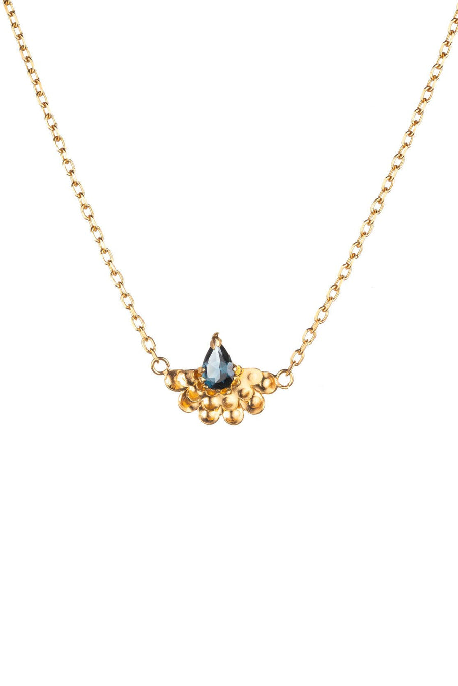 Gold Vermeil and London Blue Topaz Fan Flower Necklace