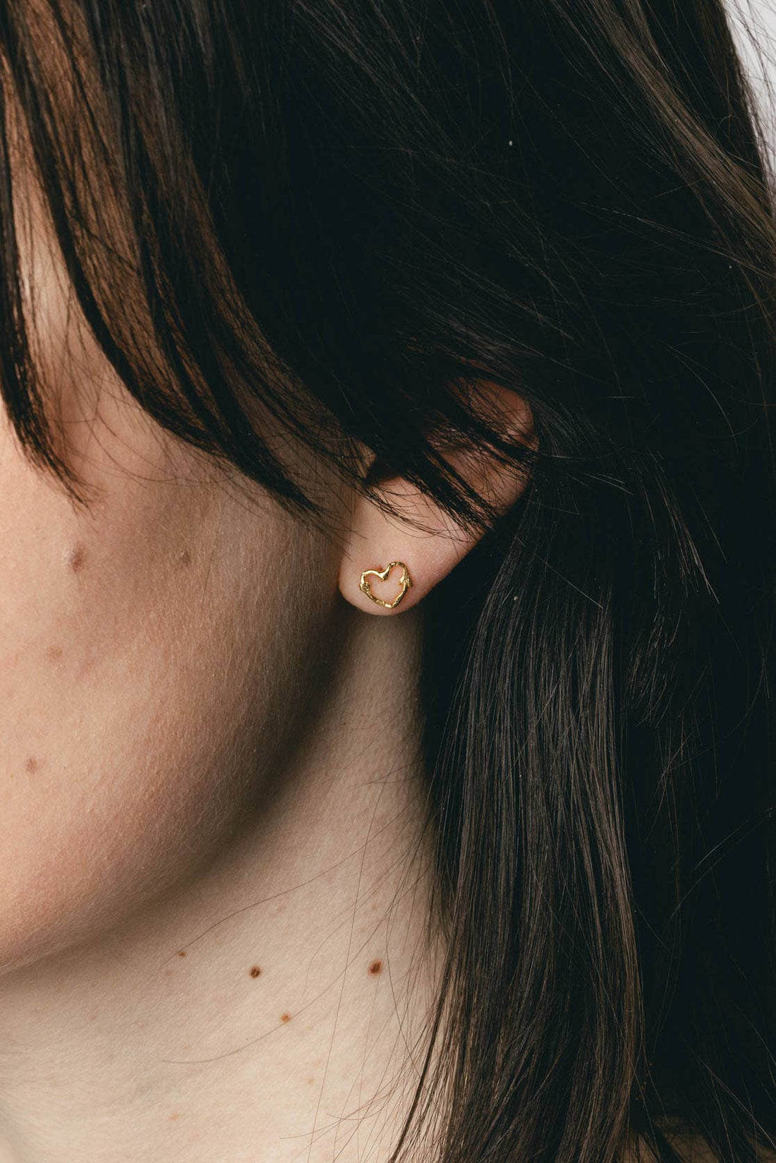 Mini Heart Twig Stud Earrings