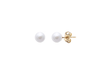 4-4.5mm white cultured Akoya pearl 9ct yellow gold stud earrings