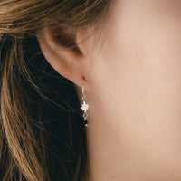 Star Hoop Earrings With Bead