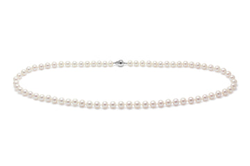 5-5.5mm round cultured river pearl necklace with 9ct white gold 6mm ball clasp