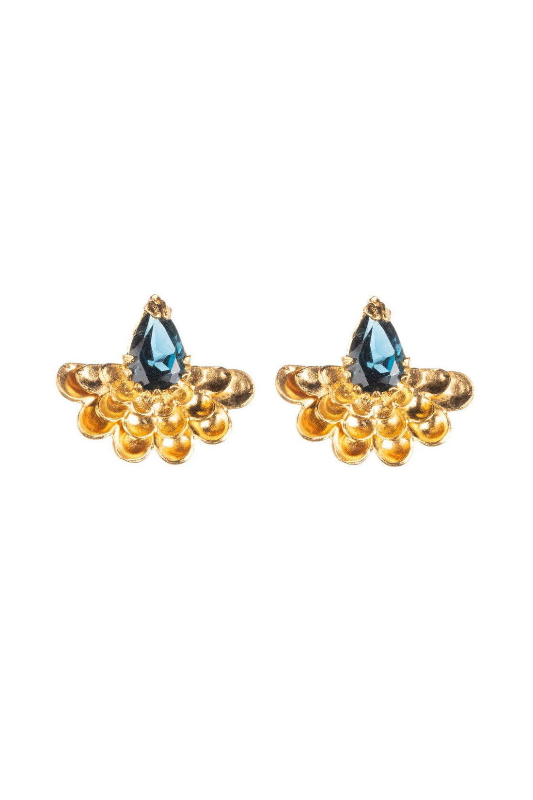 Gold Vermeil Fan Flower Stud Earrings