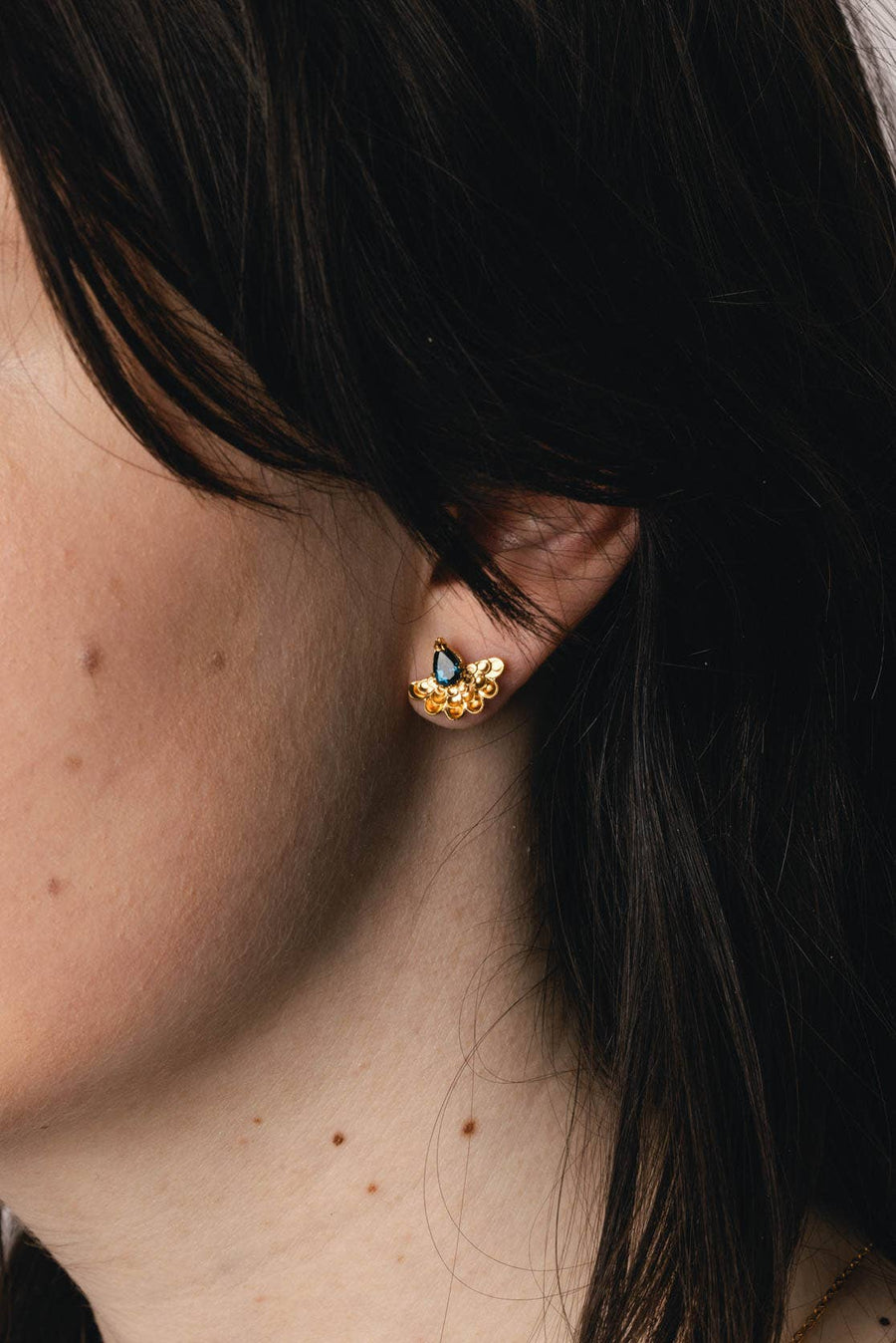 Gold Vermeil Fan Flower Stud Earrings