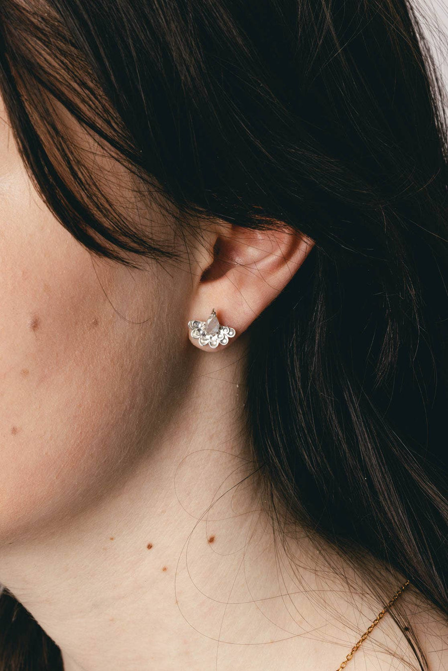 Gold Vermeil Fan Flower Stud Earrings