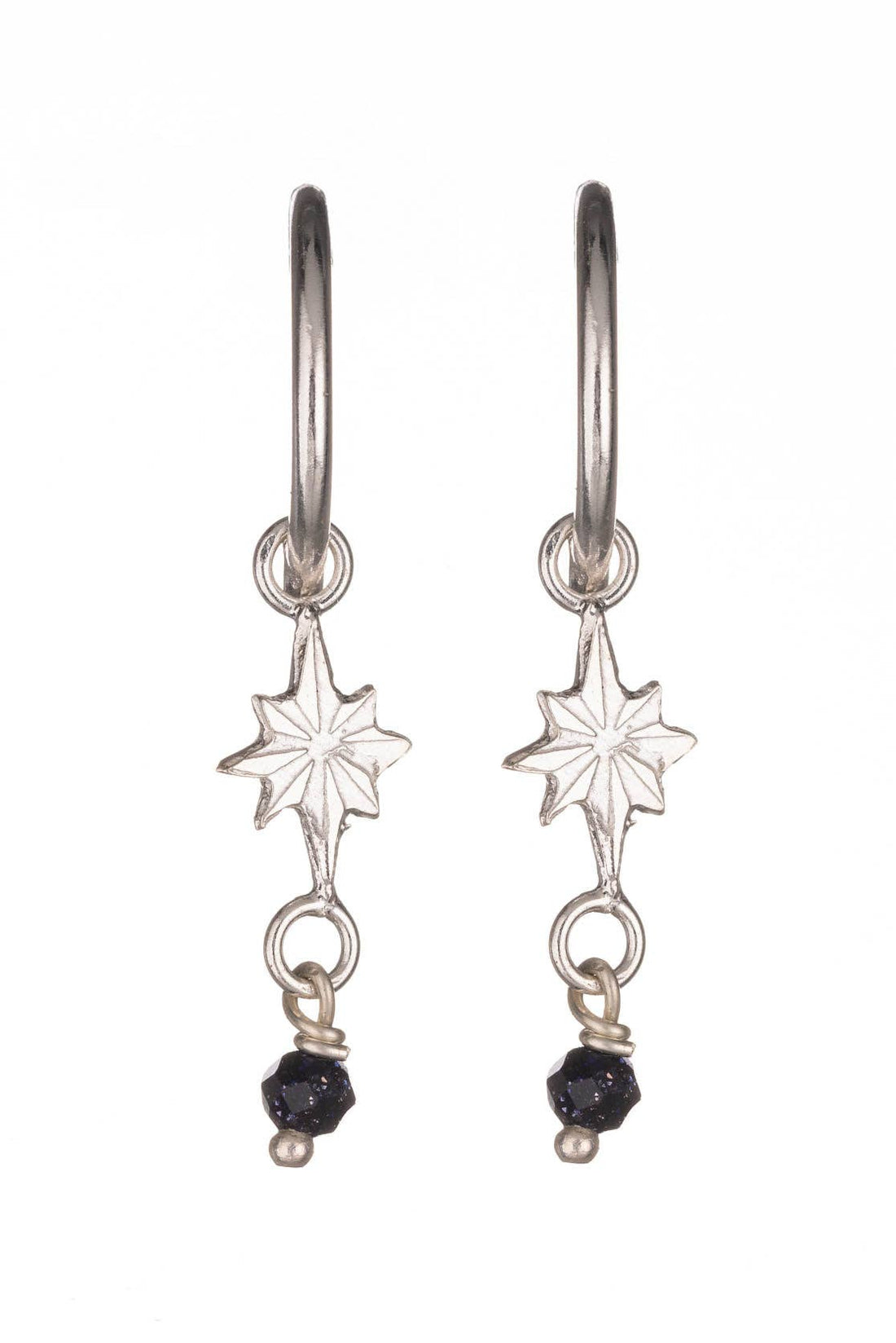Star Hoop Earrings With Bead