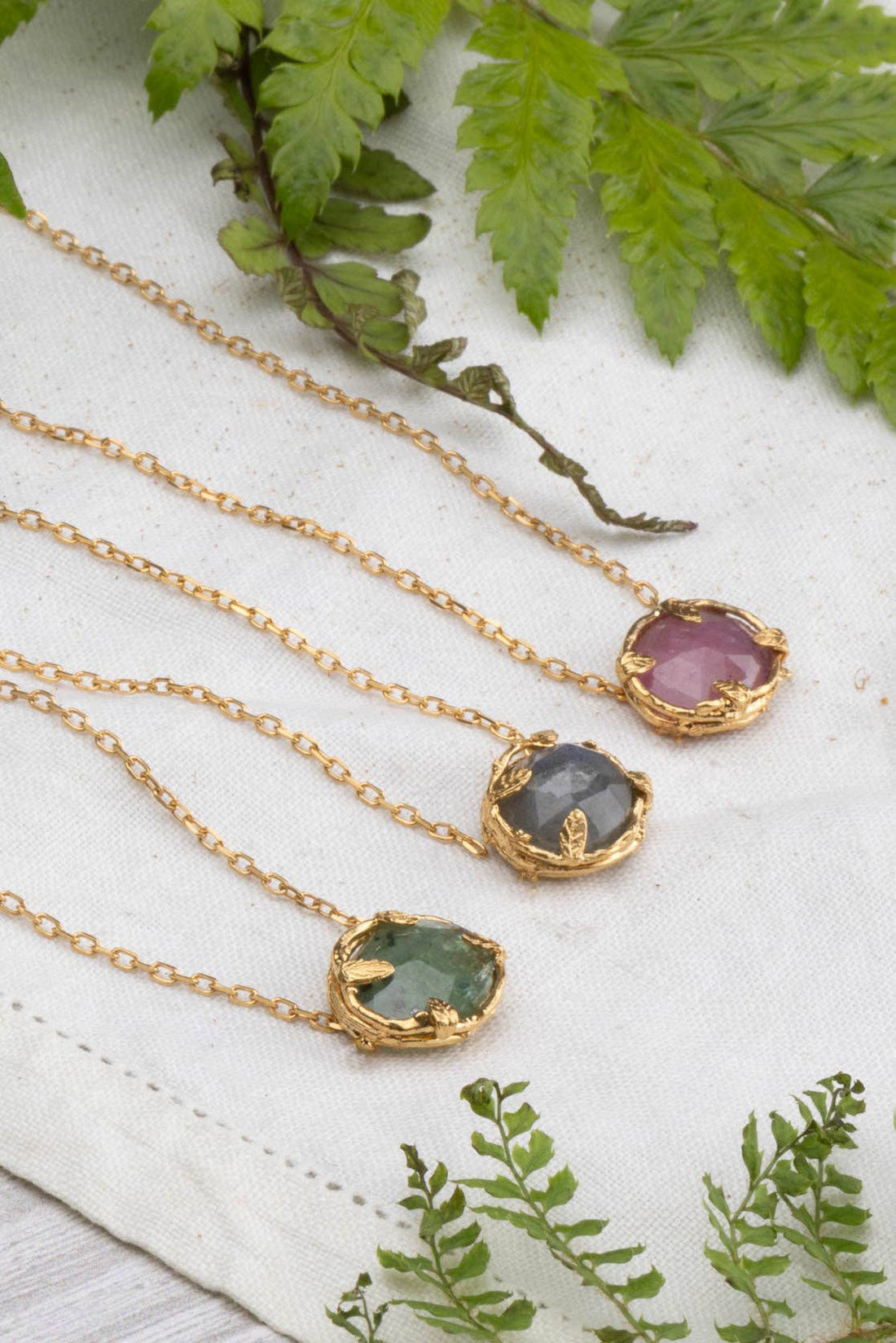 Gold Vermeil Botanical Nest Necklace with Labradorite