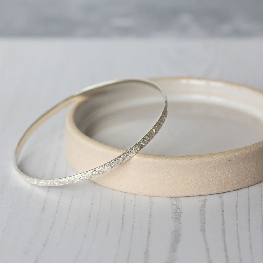 Silver Lace Textured Bangle