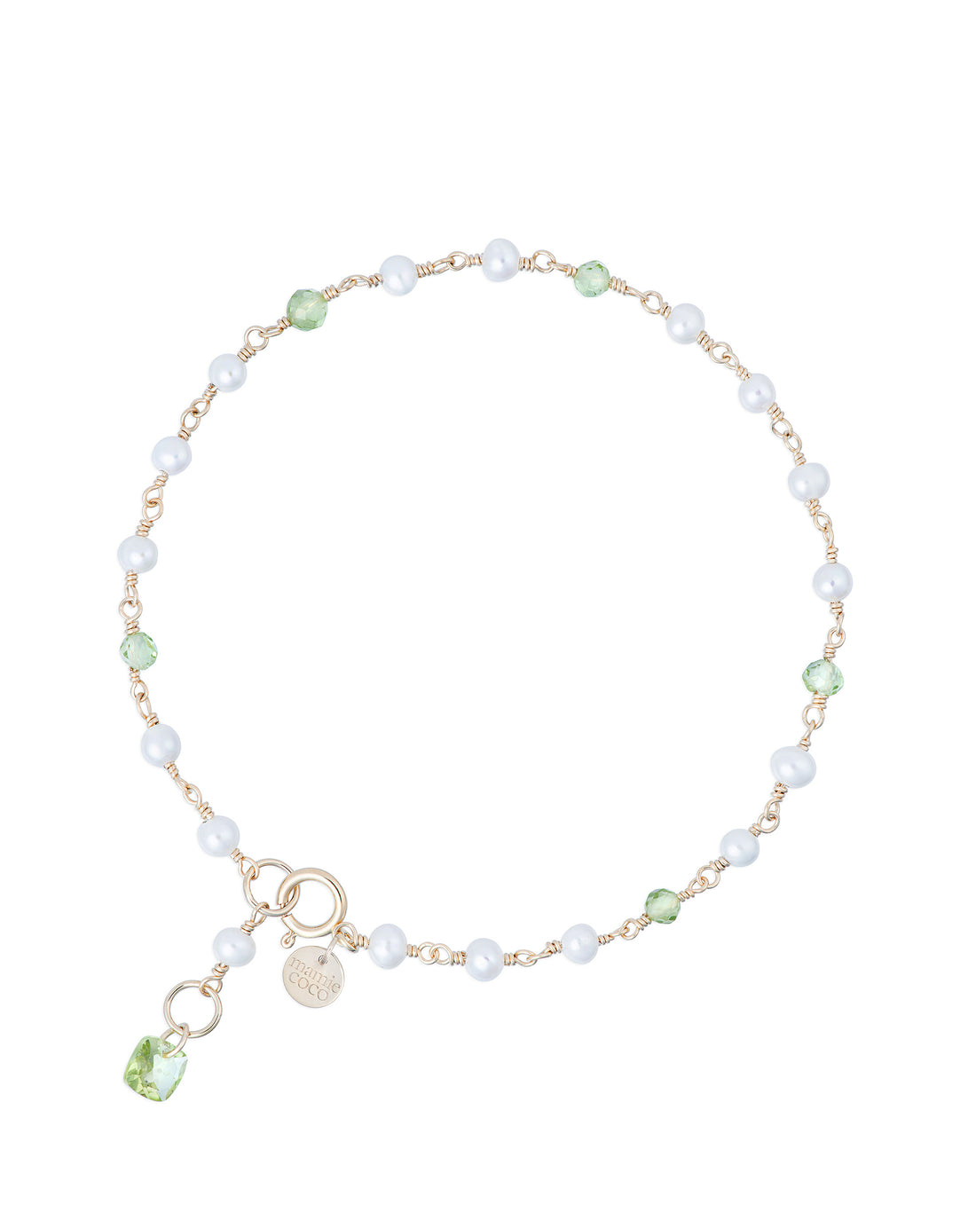 Lueur no 5- Pearl and Faceted Peridot Bracelet
