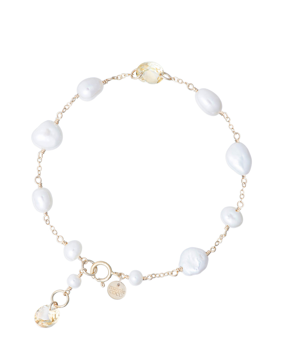 Lueur no. 15-9ct Faceted Citrine and Pearl Bracelet