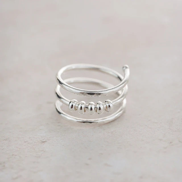 Sterling Silver Beaded Fidget Ring