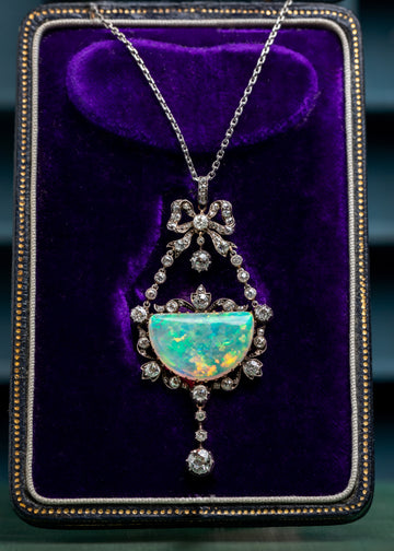 Belle Epoque Opal and Diamond Pendant