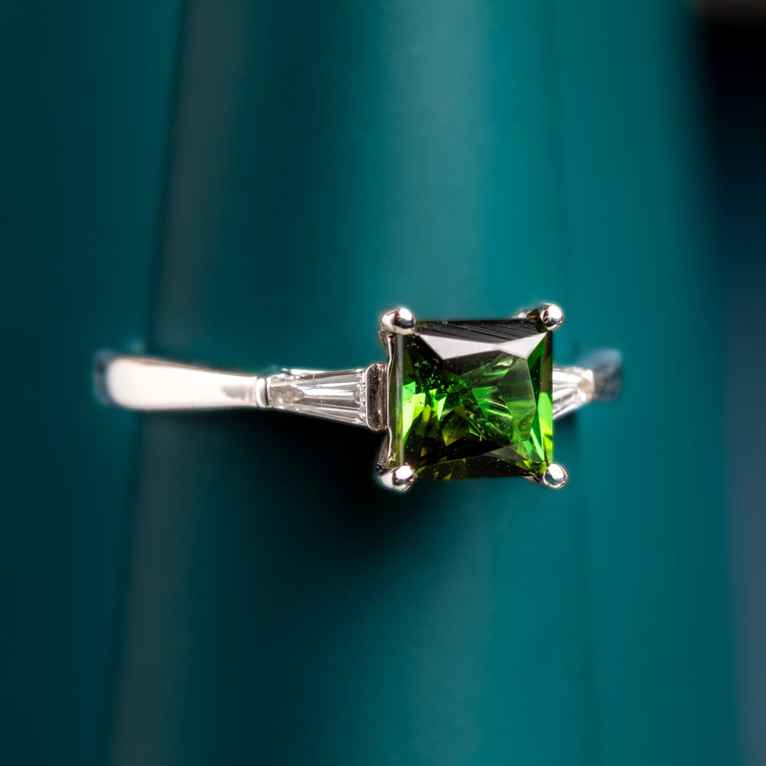 Vivid green Tourmaline Ring