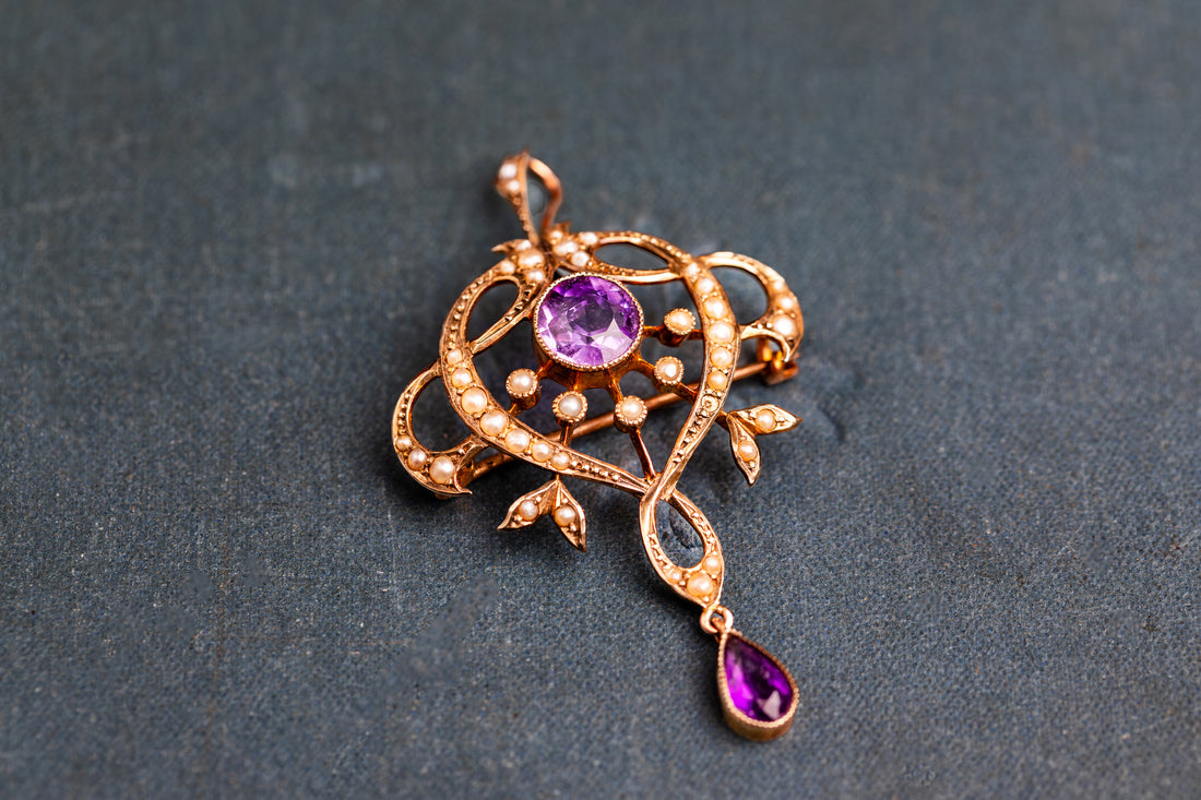 Amethyst and Seed Pearl Pendant