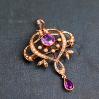 Amethyst and Seed Pearl Pendant