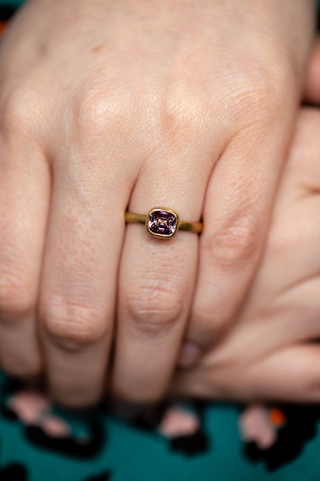 Dusky pink Spinel ring