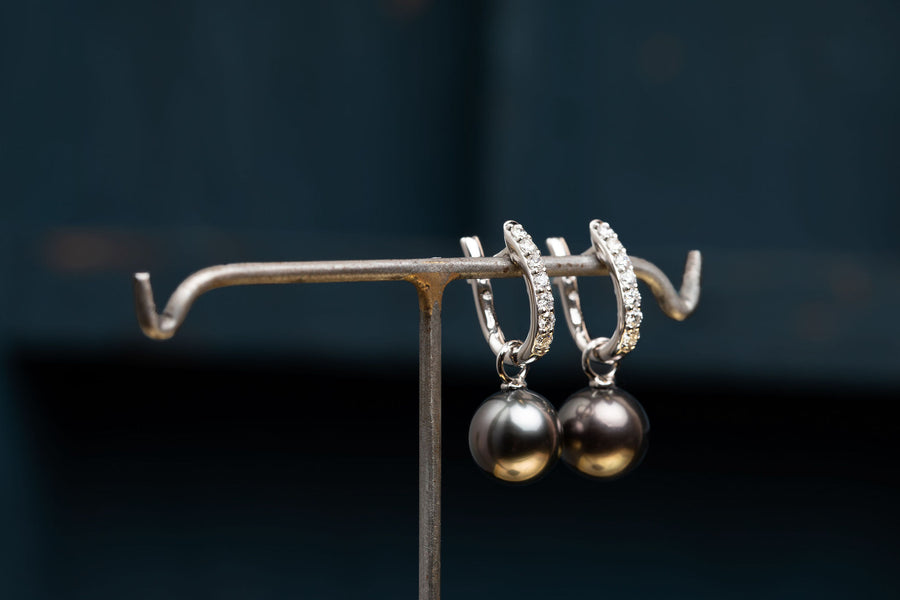 Tahitian Pearl Diamond Huggies