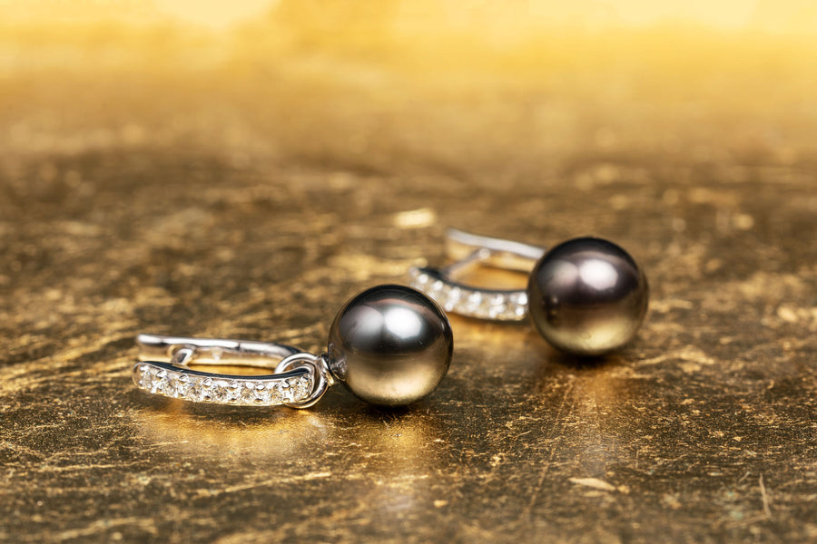 Tahitian Pearl Diamond Huggies