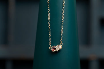 14ct Spinel & Diamond Three Stone Necklace