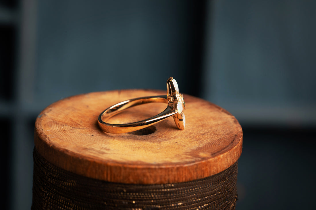 Opal, Emerald  and Diamond ring