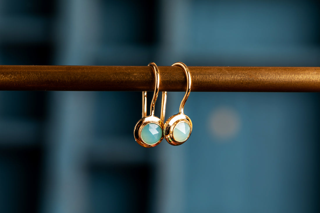 Aqua Chalcedony Alauna Drop Earrings