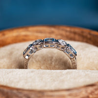 Aquamarine and Diamond band ring