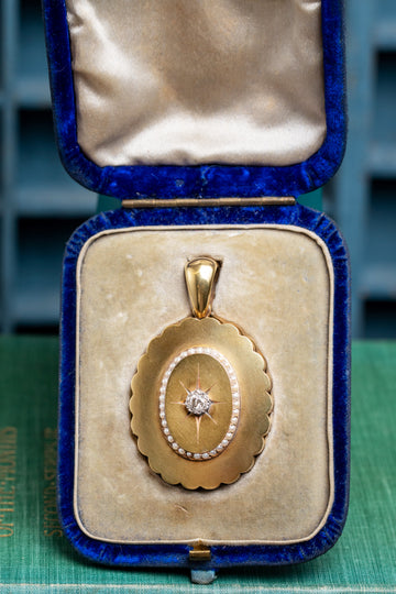 Antique diamond and pearl locket