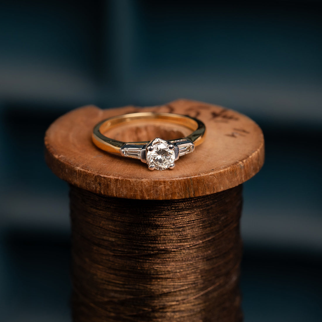 18ct Yellow Gold 0.40ct and  0.10ct Diamond Solitaire Ring