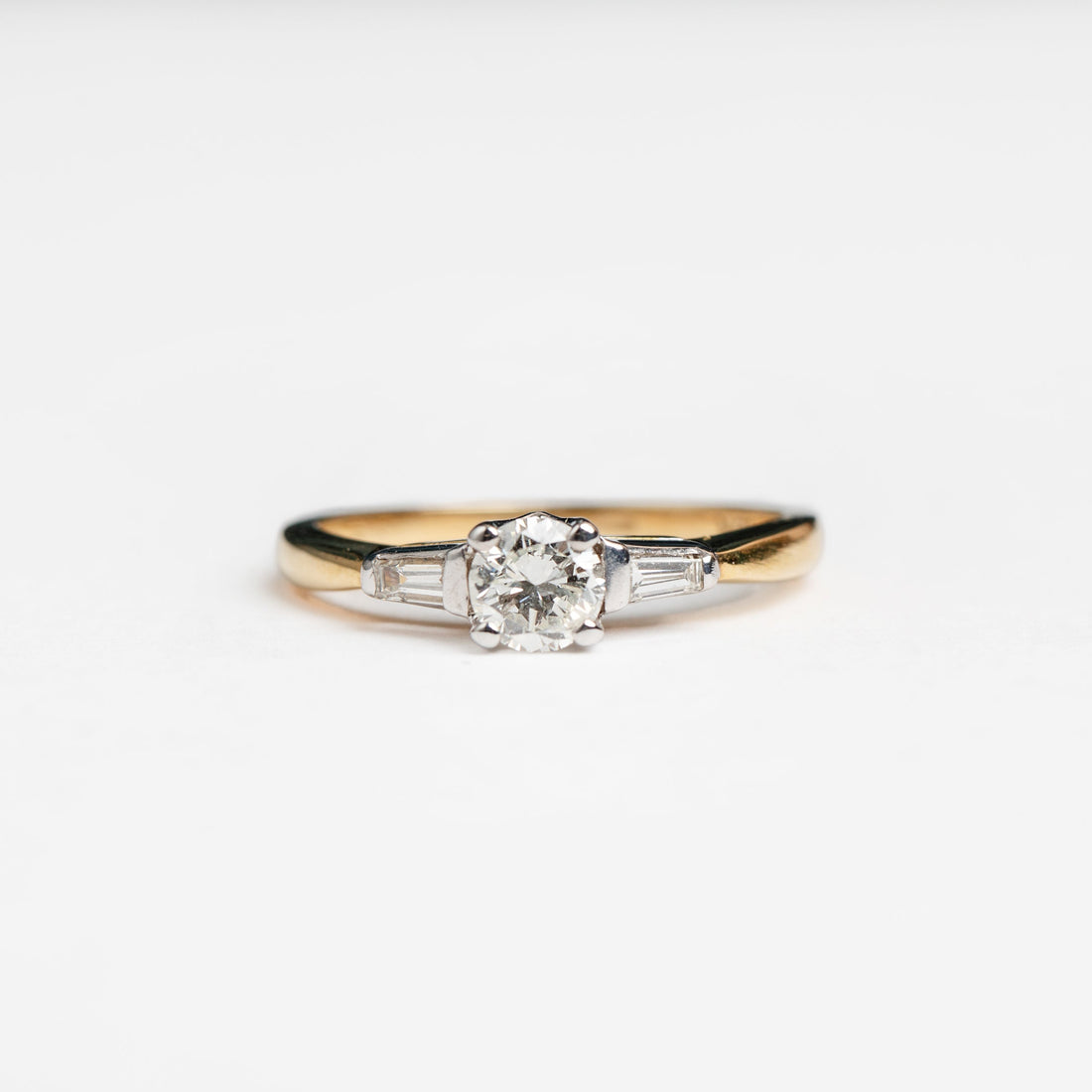 18ct Yellow Gold 0.40ct and  0.10ct Diamond Solitaire Ring