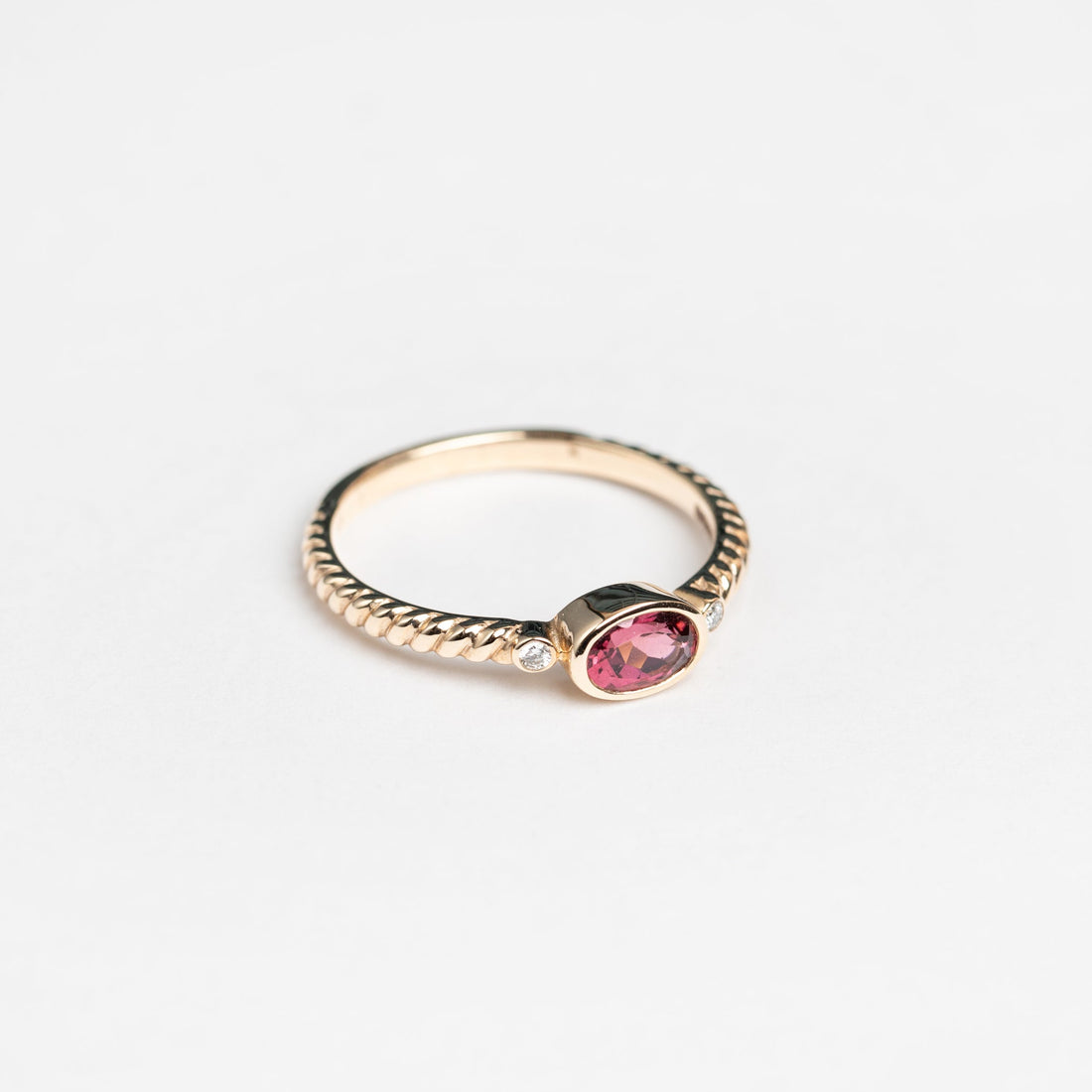 9ct Yellow Gold Pink Tourmaline & Diamond Ring